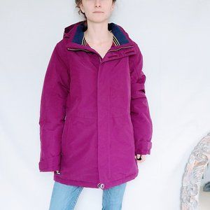 Lands' End Squall Plum Purple Full Zip Hooded Outerwear Rain Jacket Womens Small